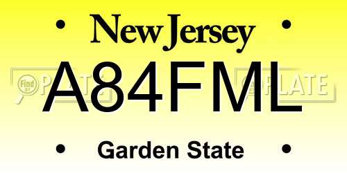 A84FML New Jersey License Plate