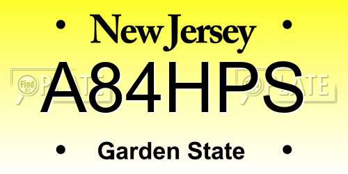 A84HPS New Jersey License Plate