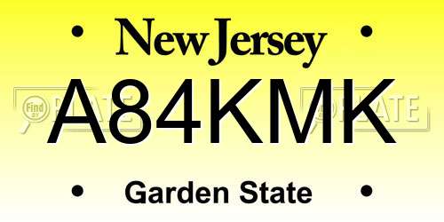 A84KMK New Jersey License Plate