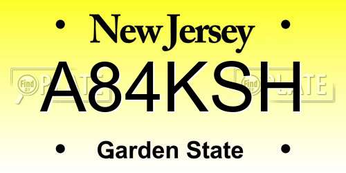 A84KSH New Jersey License Plate