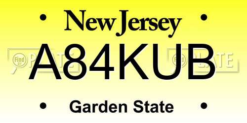 A84KUB New Jersey License Plate