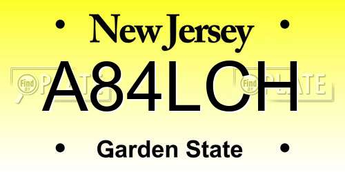A84LCH New Jersey License Plate
