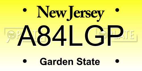 A84LGP New Jersey License Plate