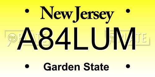 A84LUM New Jersey License Plate