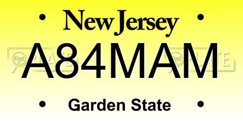 A84MAM New Jersey License Plate