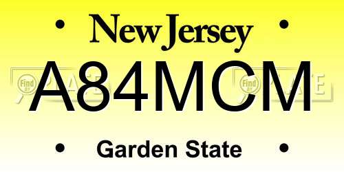 A84MCM New Jersey License Plate