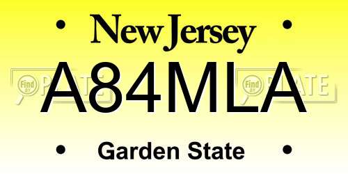 A84MLA New Jersey License Plate