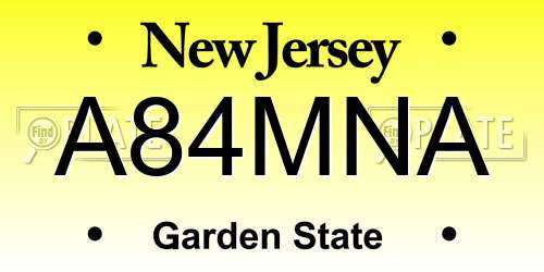 A84MNA New Jersey License Plate