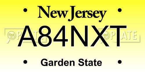 A84NXT New Jersey License Plate