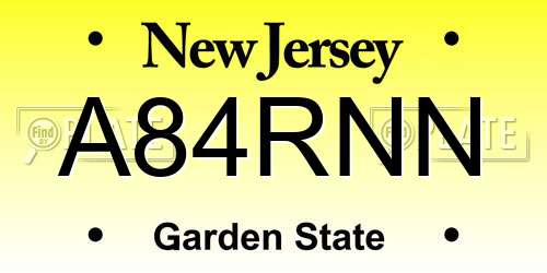 A84RNN New Jersey License Plate