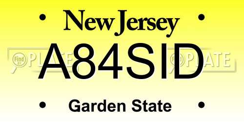 A84SID New Jersey License Plate