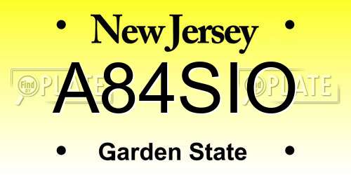 A84SIO New Jersey License Plate