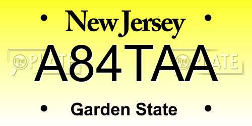 A84TAA New Jersey License Plate