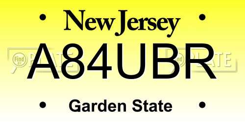 A84UBR New Jersey License Plate