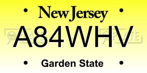 A84WHV New Jersey License Plate
