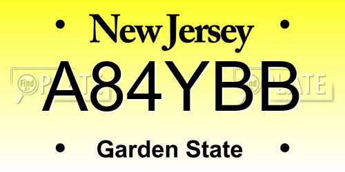 A84YBB New Jersey License Plate