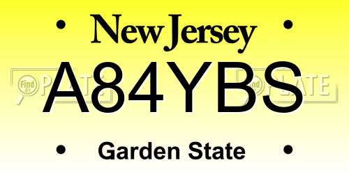 A84YBS New Jersey License Plate