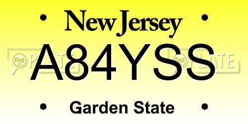 A84YSS New Jersey License Plate