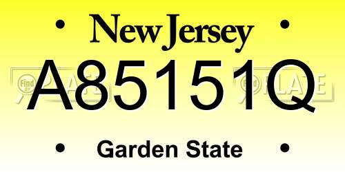 A85151Q New Jersey License Plate