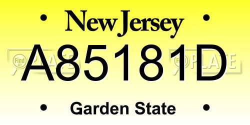 A85181D New Jersey License Plate