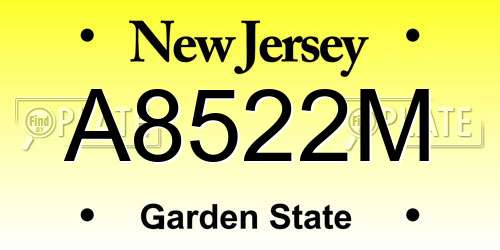 A8522M New Jersey License Plate