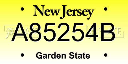 A85254B New Jersey License Plate