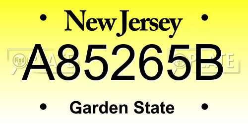 A85265B New Jersey License Plate