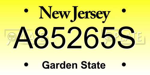 A85265S New Jersey License Plate