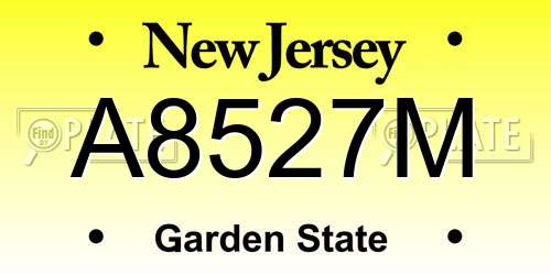A8527M New Jersey License Plate