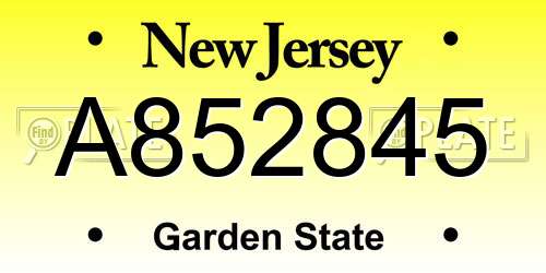 A852845 New Jersey License Plate