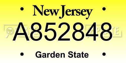 A852848 New Jersey License Plate