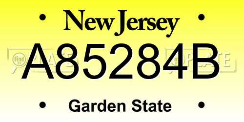 A85284B New Jersey License Plate