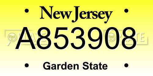 A853908 New Jersey License Plate