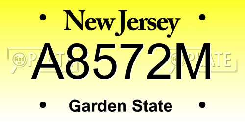 A8572M New Jersey License Plate