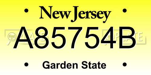 A85754B New Jersey License Plate