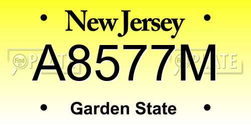 A8577M New Jersey License Plate