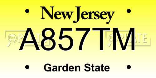 A857TM New Jersey License Plate
