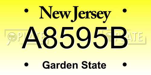 A8595B New Jersey License Plate