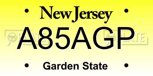 A85AGP New Jersey License Plate