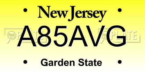 A85AVG New Jersey License Plate
