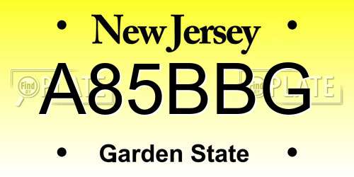 A85BBG New Jersey License Plate
