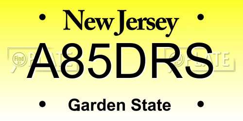 A85DRS New Jersey License Plate