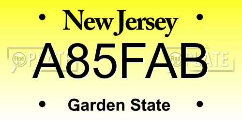 A85FAB New Jersey License Plate