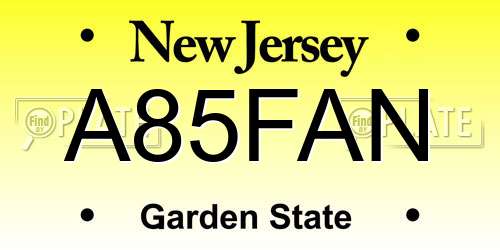 A85FAN New Jersey License Plate