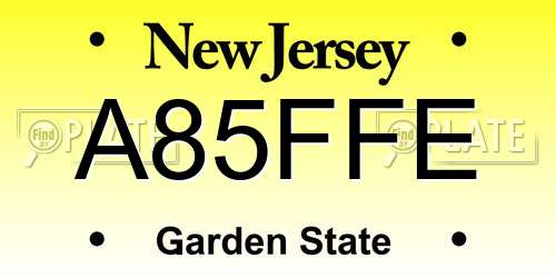 A85FFE New Jersey License Plate