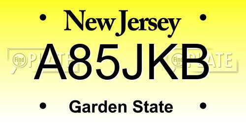 A85JKB New Jersey License Plate