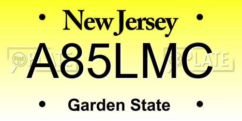 A85LMC New Jersey License Plate