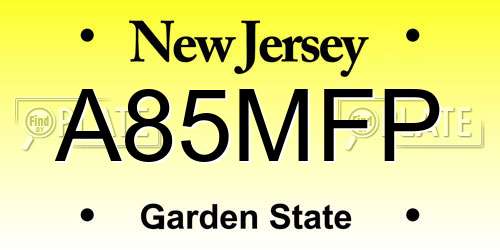 A85MFP New Jersey License Plate