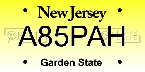 A85PAH New Jersey License Plate