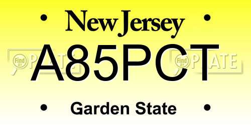 A85PCT New Jersey License Plate